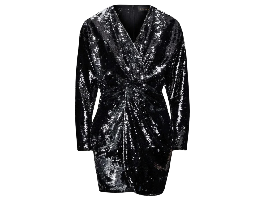 Dundas Black Sequin Cocktail Mini Dress