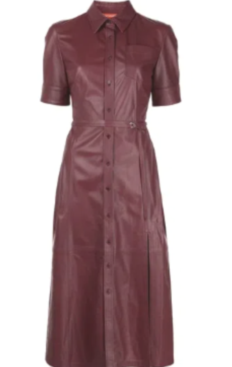 Altuzarra Kieran Belted Leather Midi Shirt Dress Altuzarra Kieran Belted Leather Midi Shirt Dress