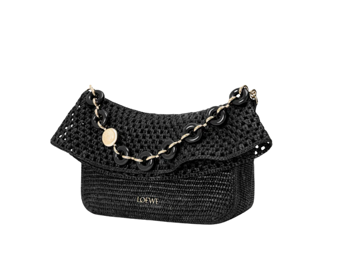 Loewe Medium Ola Bag in Raffia and Calfskin