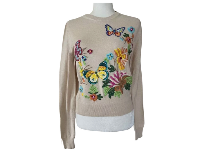 ETRO Milano Crewneck Butterfly Embroidered Sweater