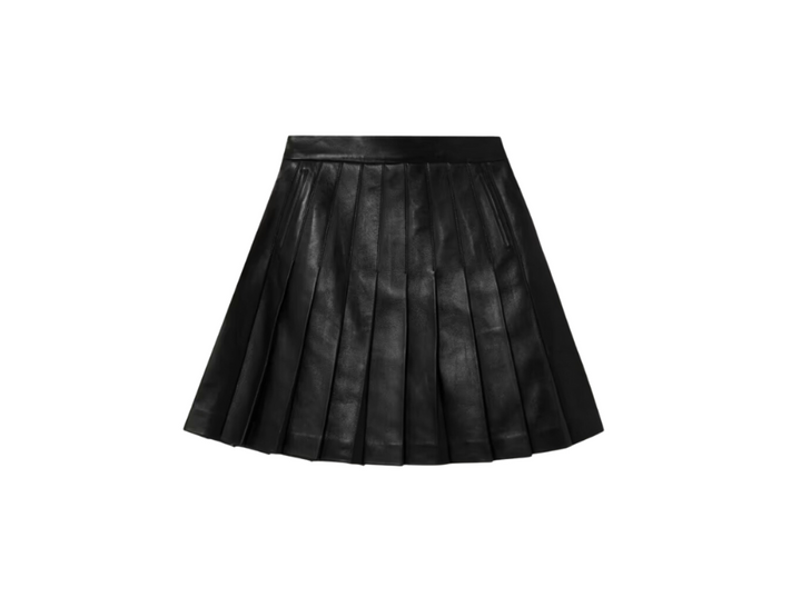 Balmain Pleated Leather Mini Skirt