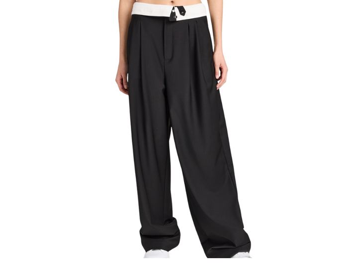 Tibi Recycled Tropical Wool Fold Over Pants