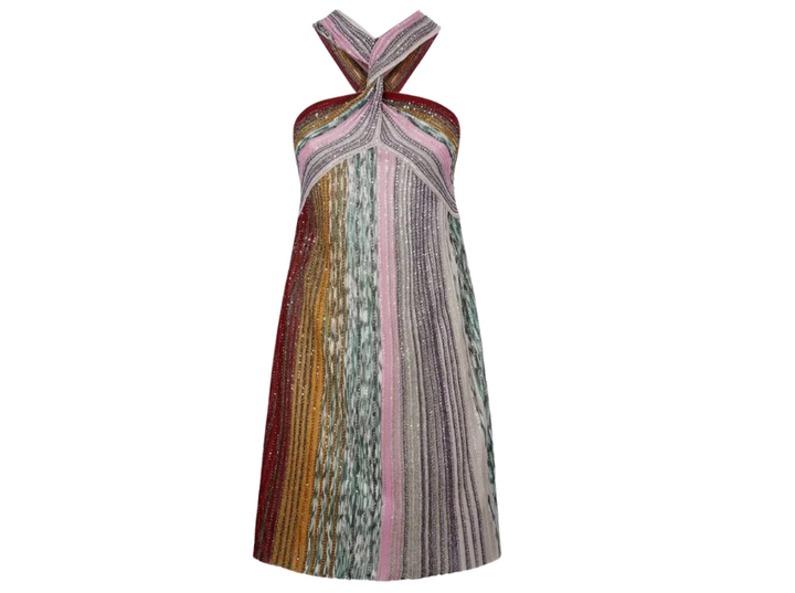 Missoni Multicolor Sequin Halterneck Mini Dress