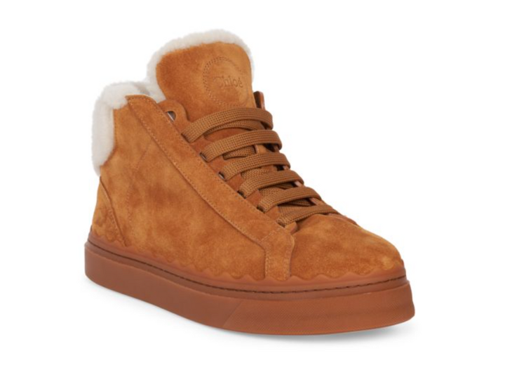 Chloe Lauren High Top Shearling Sneakers Bootie