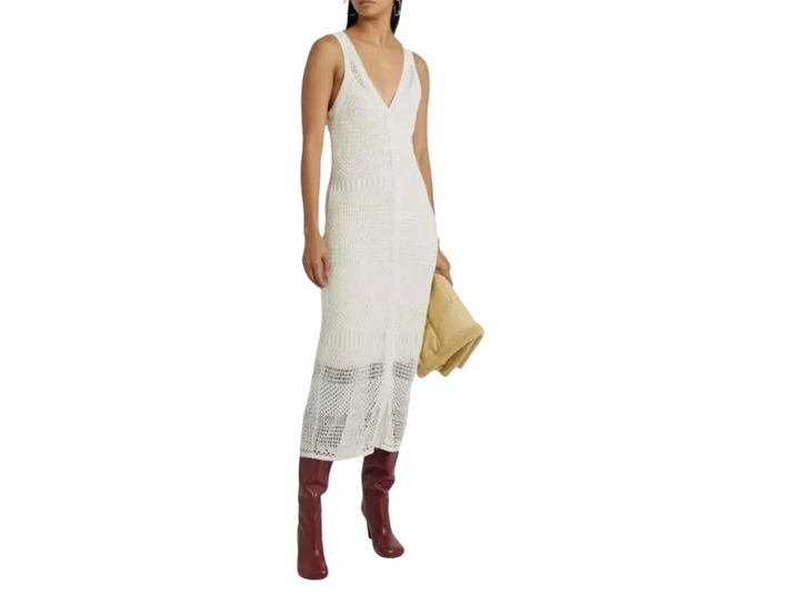 Rag & Bone "Mae Vee" Crochet Knit Midi Dress