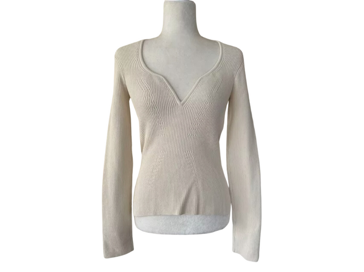 Khaite Rib Knit Sweetheart Neck Sweater