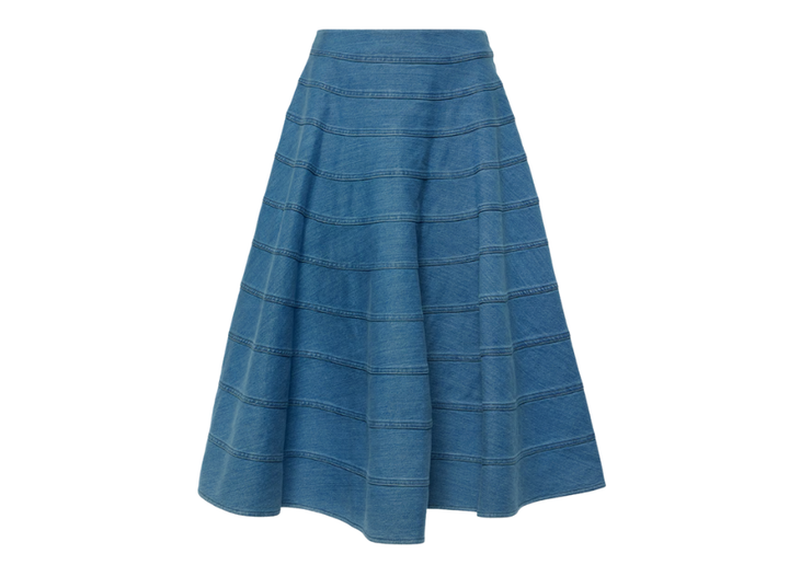 ALTUZARRA Grace Paneled Denim Midi Skirt