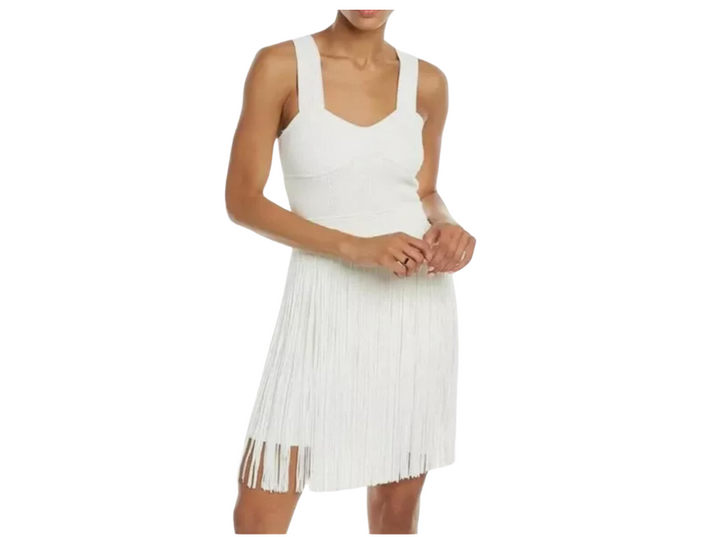 Herve Leger Bustier Fringe Bandage Mini Dress