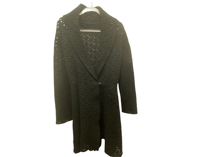 Alaia Black Felted Wool Shawl Collar Coat