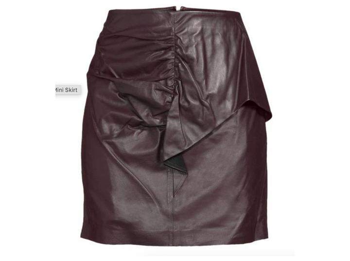 IRO Hita Ruched Leather Mini Skirt