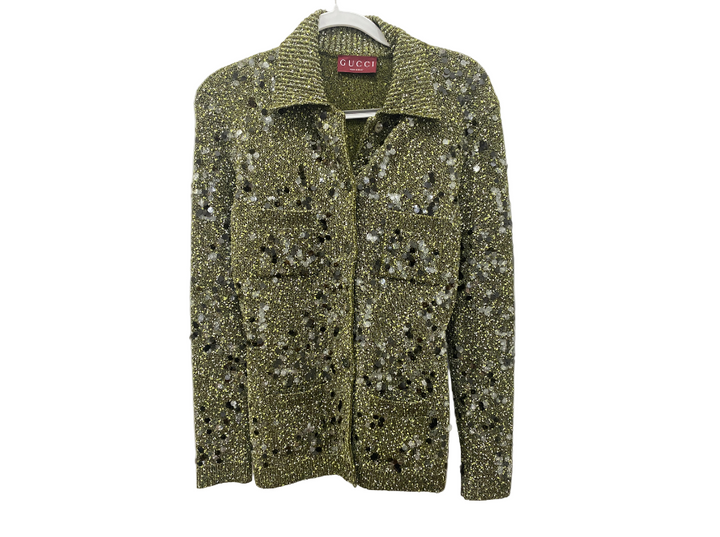 GUCCI De Sarno Green Knit Cardigan