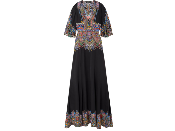 etro evening dress Printed crepe maxi dress - black