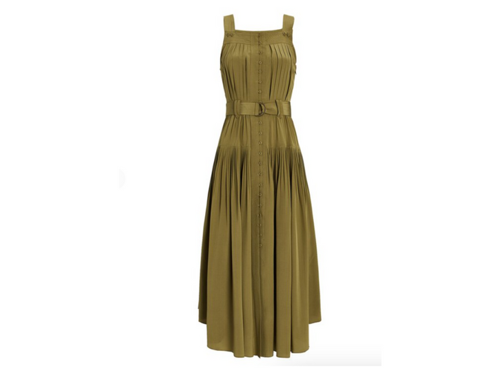 ULLA JOHNSON Dioni Silk Pleated Midi Dress – Six & Sutton ULLA JOHNSON Dioni Silk Pleated Midi Dress – Six & Sutton