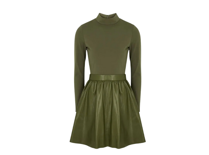 Alice + Olivia Chara Jersey & Faux Leather Mini Dress Six & Sutton Alice + Olivia Chara Jersey & Faux Leather Mini Dress Six & Sutton