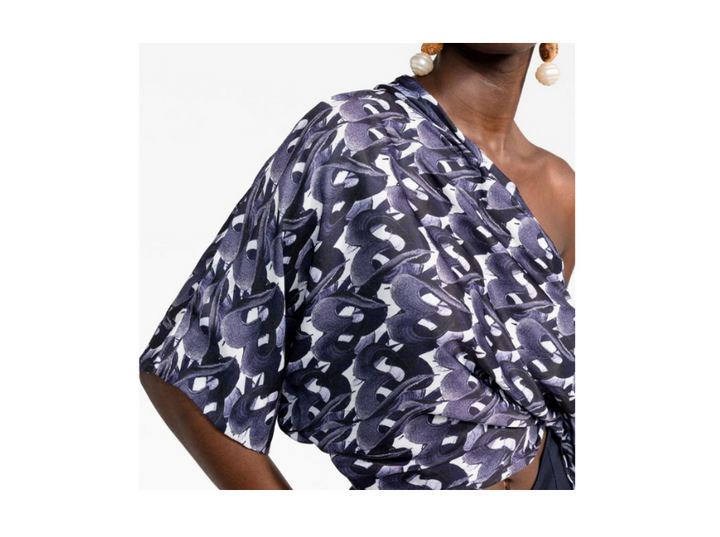 There Was One Abstract Print One Shoulder Top