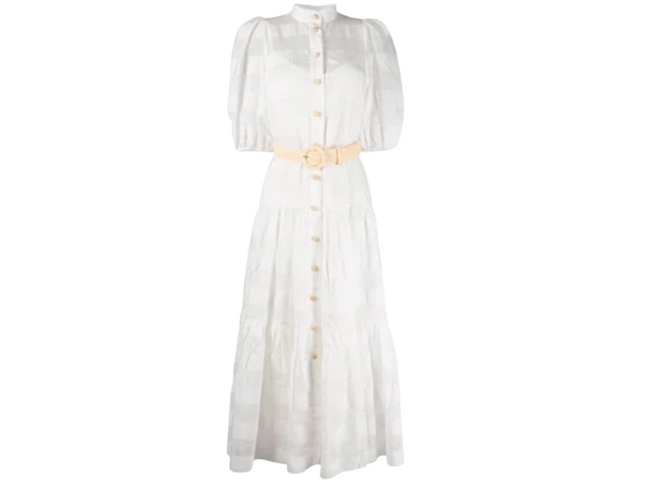 ZIMMERMANN White Striped Midi Dress