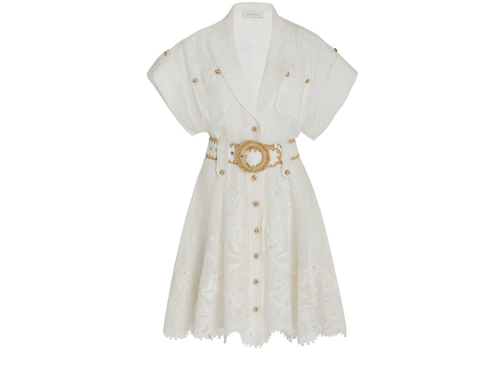 Zimmermann Postcard Belted Broderie Anglaise Cotton Mini Dress