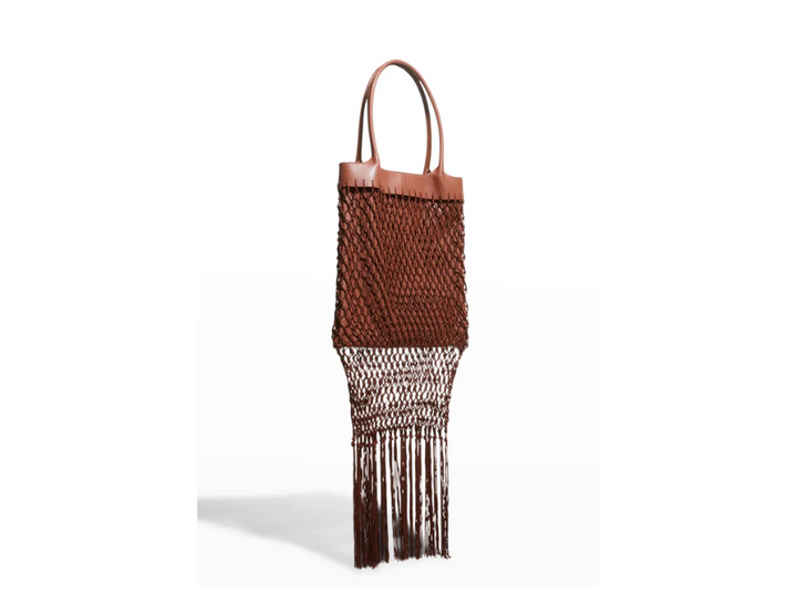 Gabriella Hearst Rainer Netted Lambskin Fringe Tote Bag