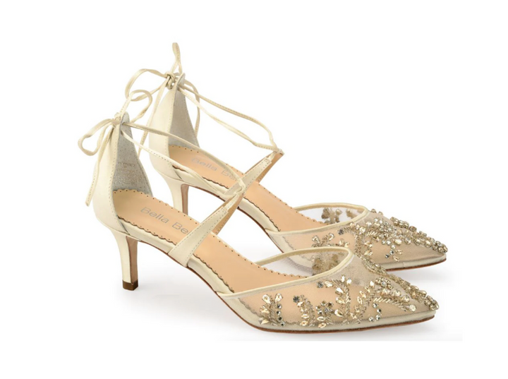 Bella Belle Gold Embellished Evening Shoes