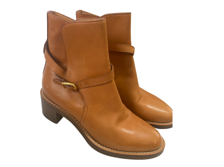 Celine Falco Leather Buckle Ankle Boots