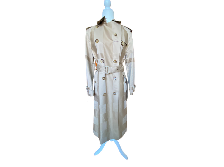 Burberry Tonal Check Belted Trench Coat