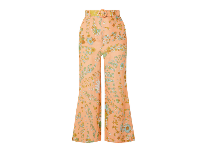 Zimmermann Lola Cropped Floral Linen Pants
