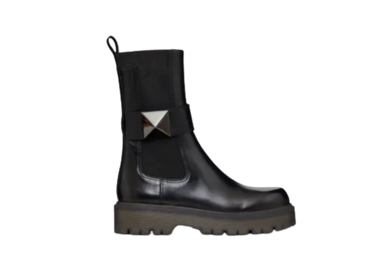 Valentino Garavani Black Leather one stud Beatle Chelsea Boot