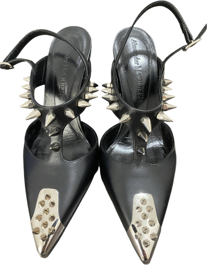 Alexander McQueen Punk Stud Leather Slingback Pumps