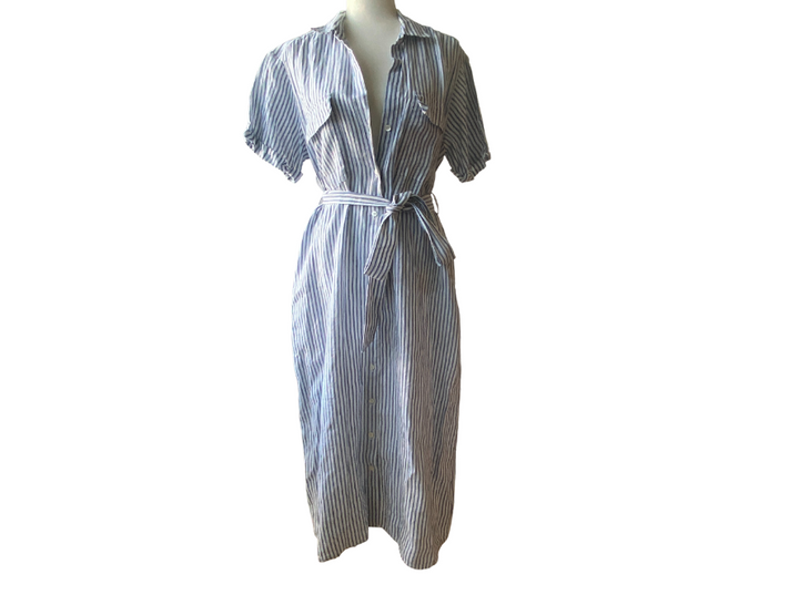 Frame Striped Linen Shirt Dress