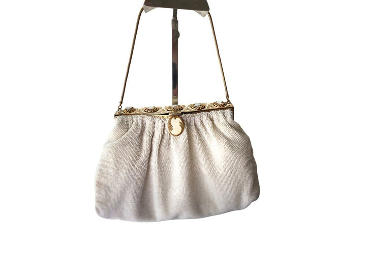 Vintage Saks Fifth Avenue - Mother of Pearl Cameo Beaded Clutch